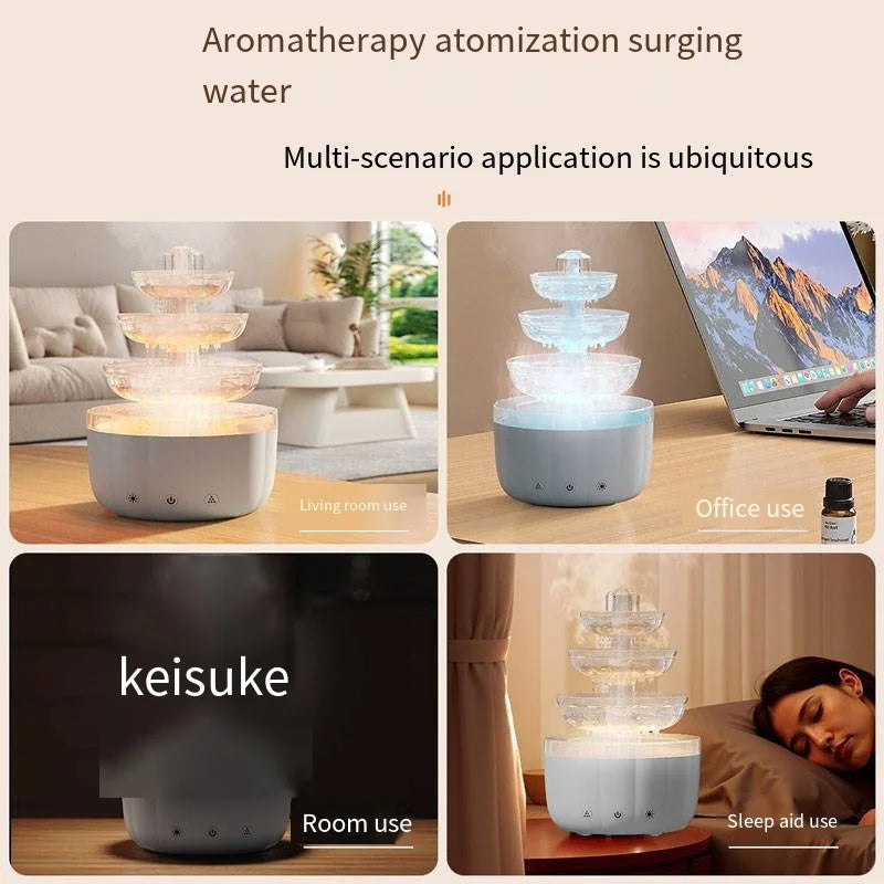 Fountain Humidifier 7-Color Light Raindrop Oil Diffuser - Lim1tless