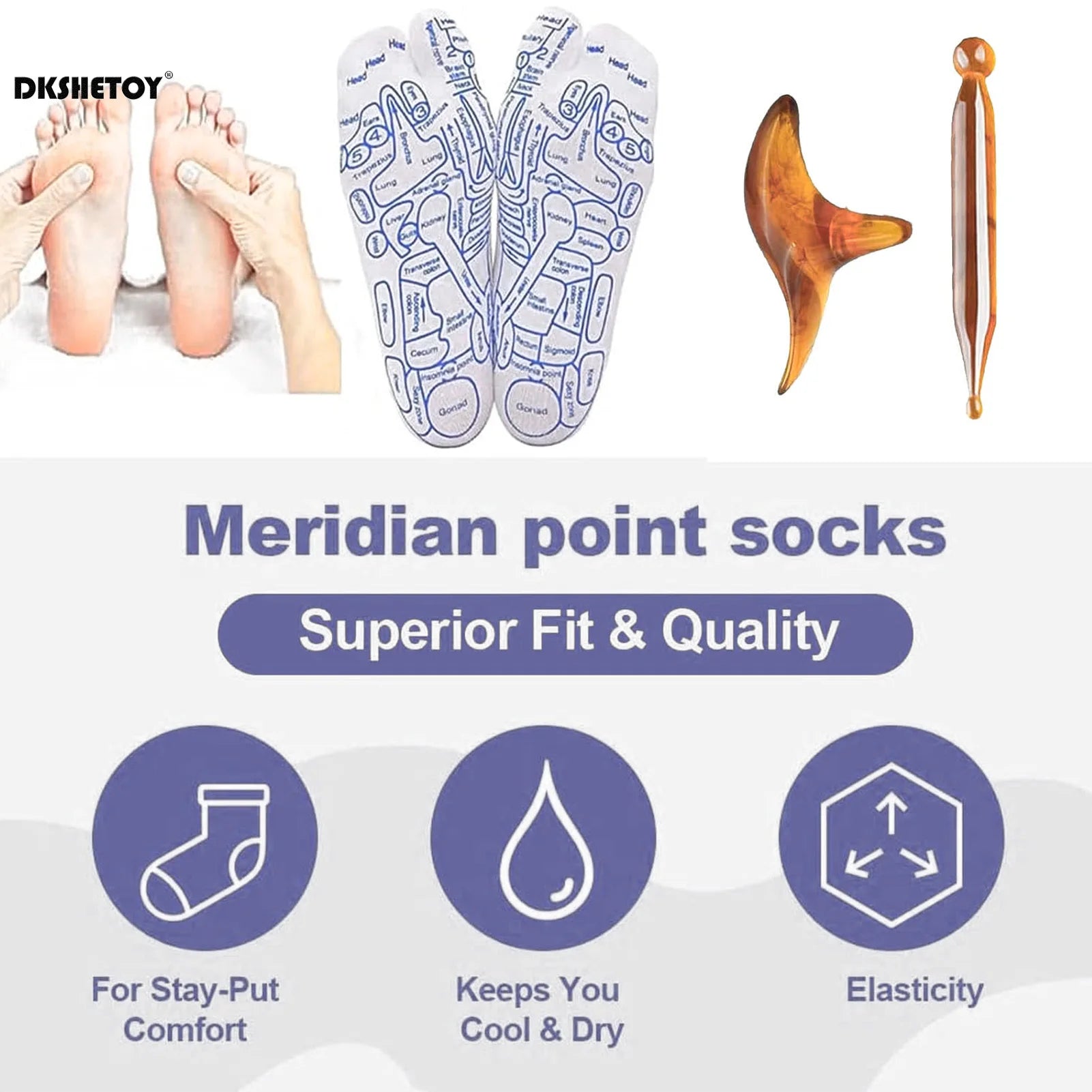 Foot Massage Acupuncture Point Socks and 2 Massage Tools - Lim1tless