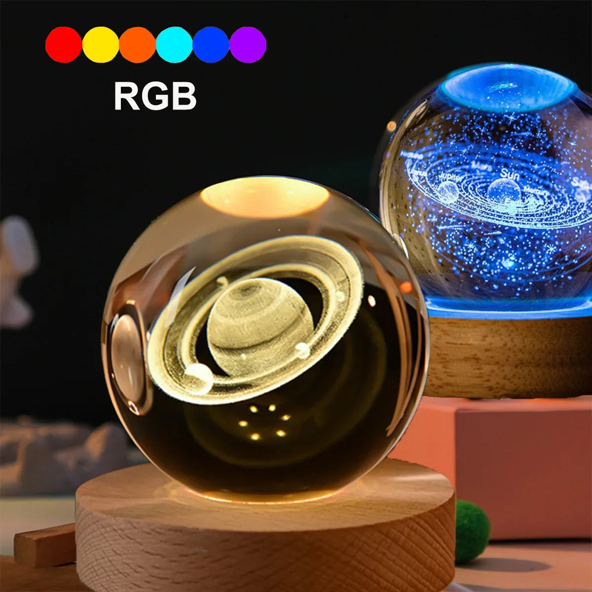 Crystal Ball Lamp with Galaxy and Planetary Projections - Lim1tless